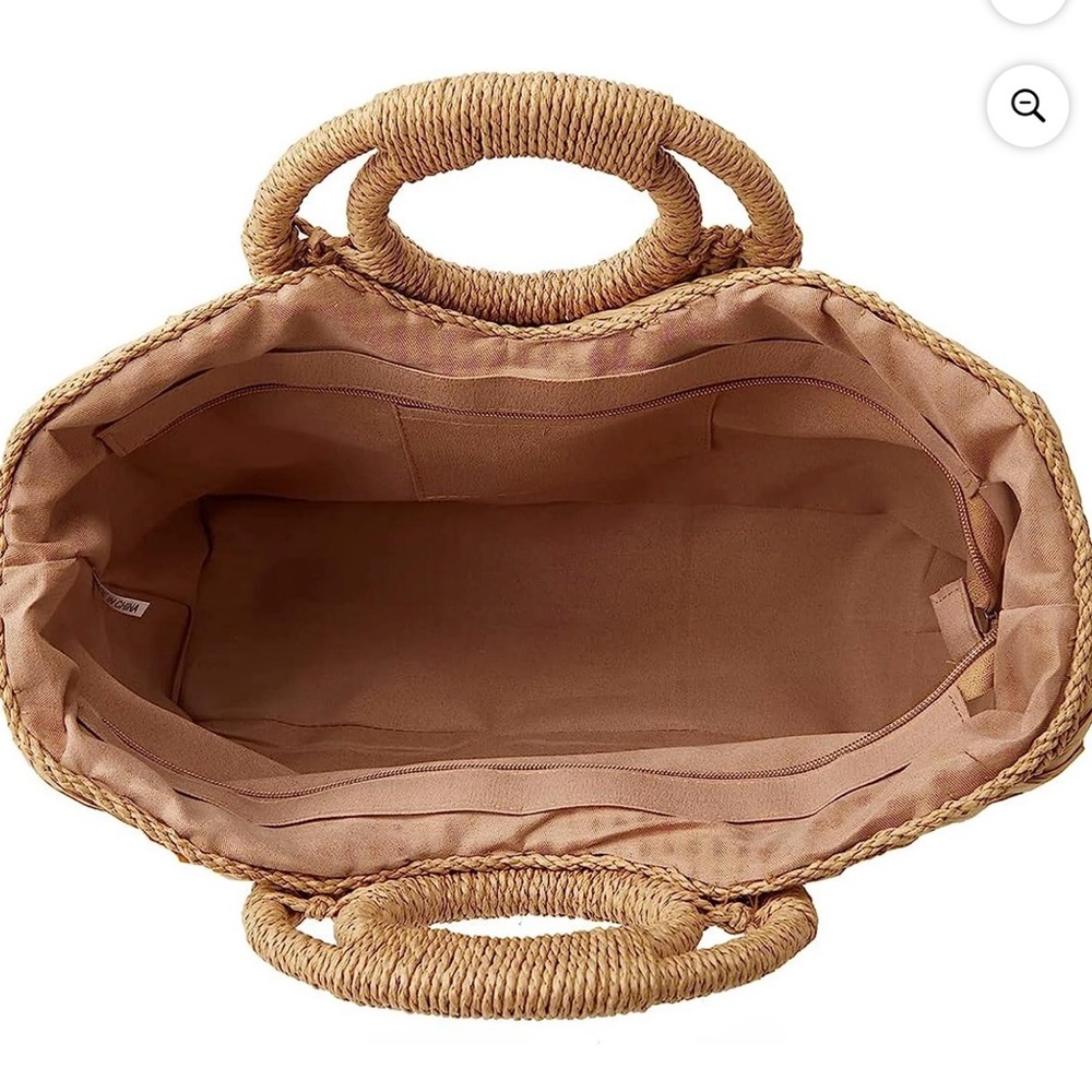 Straw Purse Elegant Tan Woven Handbag - Picture 2 of 2